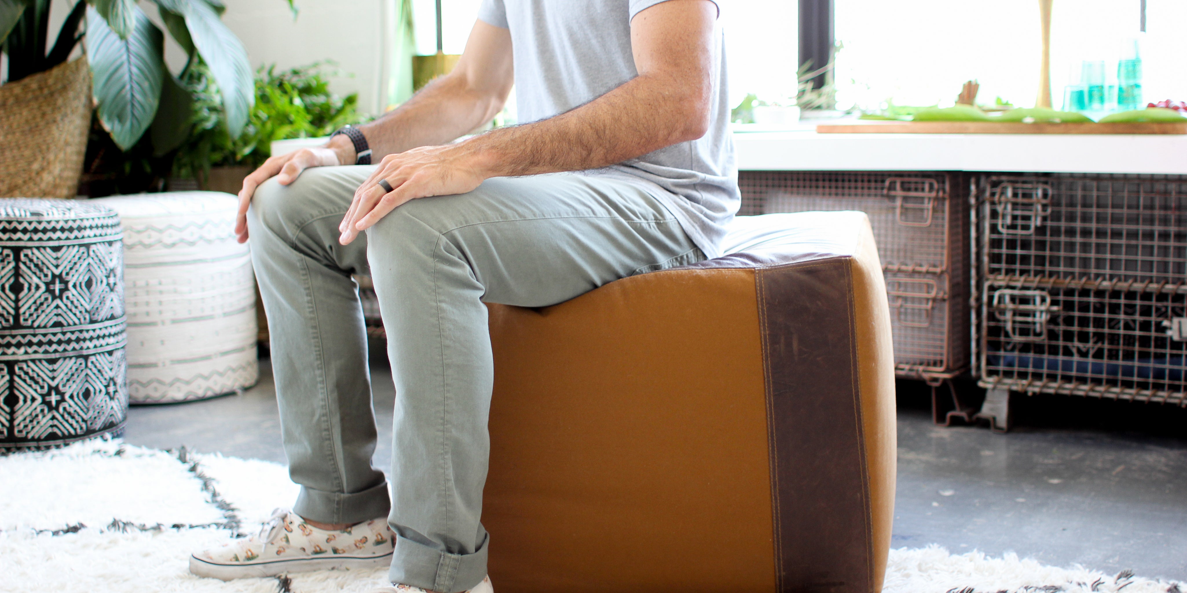 Ottoman | Square Custom Leather Suede Foot Stools or Pouf
