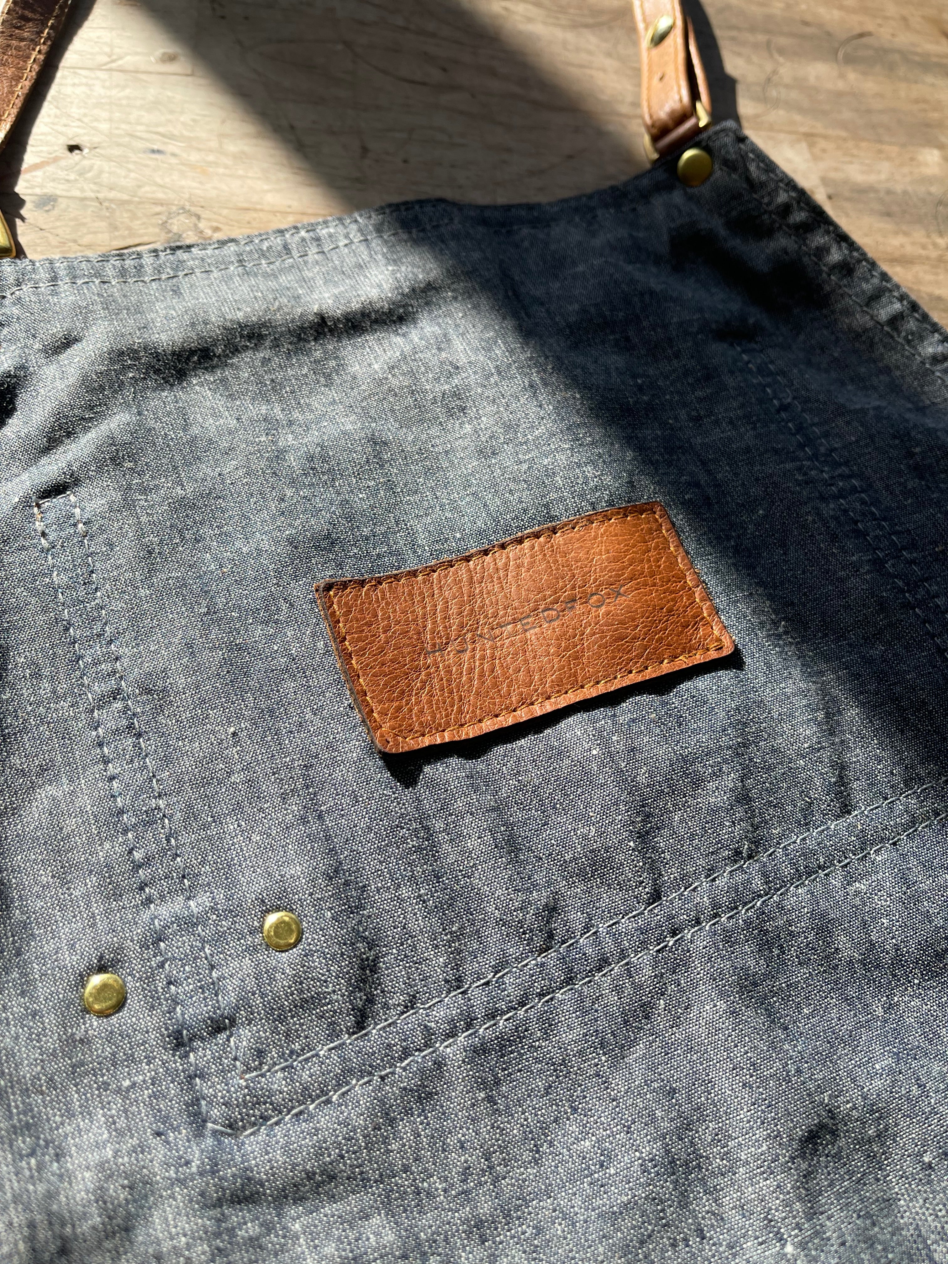 Custom Apron | Olive Green Waxed Canvas Apron with Brown Leather Pocket ea