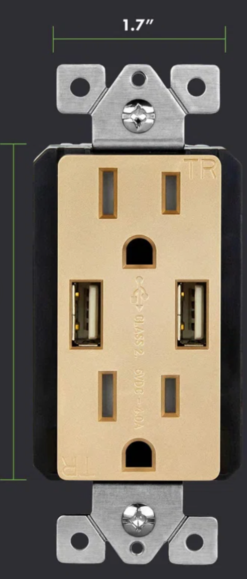 Seating | Custom Restaurant Banquettes Electrical Hardwire w conduit | Routing & Hardware | TU2154A-GD-3PCS Kalide 15 Tamper Resistant Decorator Outlet