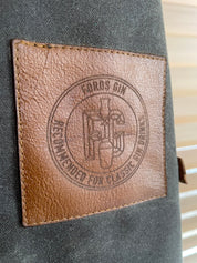 Custom Apron | Olive Green Waxed Canvas Apron with Brown Leather Pocket ea