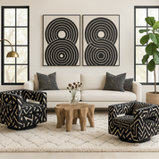 Modern Swivel "Graffiti" Accent Chair – Cutout Back + Sculpted Arms Square Swivel Club Chair w Open Back