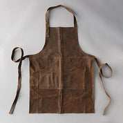 Custom Apron | Olive Green Waxed Canvas Apron with Brown Leather Pocket ea