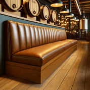 Seating | Brewery or Cafe Leather Banquette Sets FULL SEAT w BASE 6ft