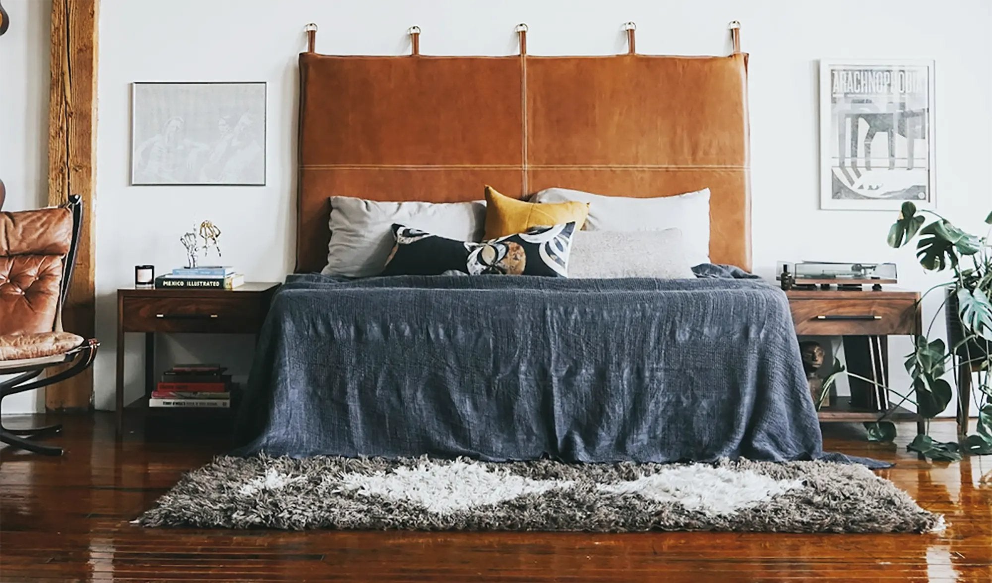 Handmade Leather Headboard – Wall Mounted, Custom Sizes King w:80 x h:40"