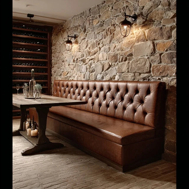 AHD| Apron Seat Banquette with Wall-Mounted Back Cushions 181"