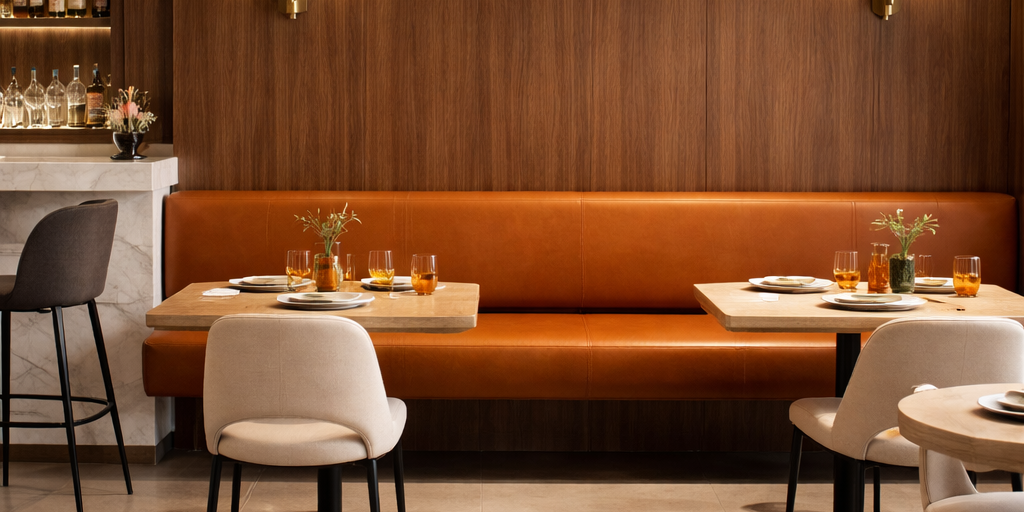 Floating Brown Leather Bench for Restaurant Dining, Entryway or Kitchen (Copy)