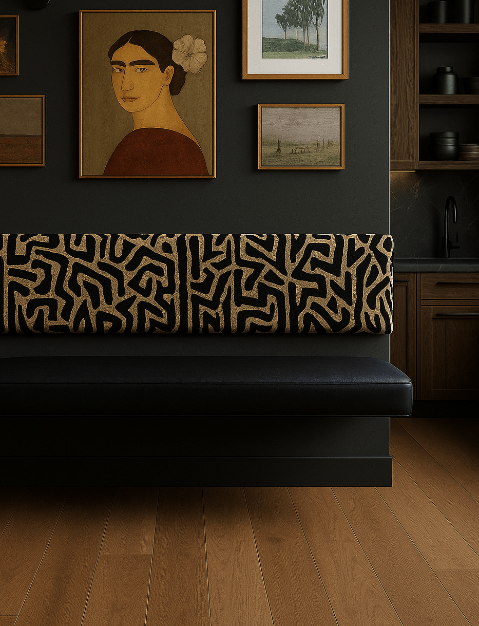 Custom Floating Bench Black and Backrest