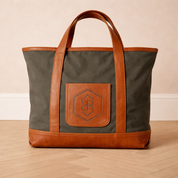 Custom Branded Leather & Canvas Bag | Heavy Duty Canvas Bag 25-50 canvas & leather