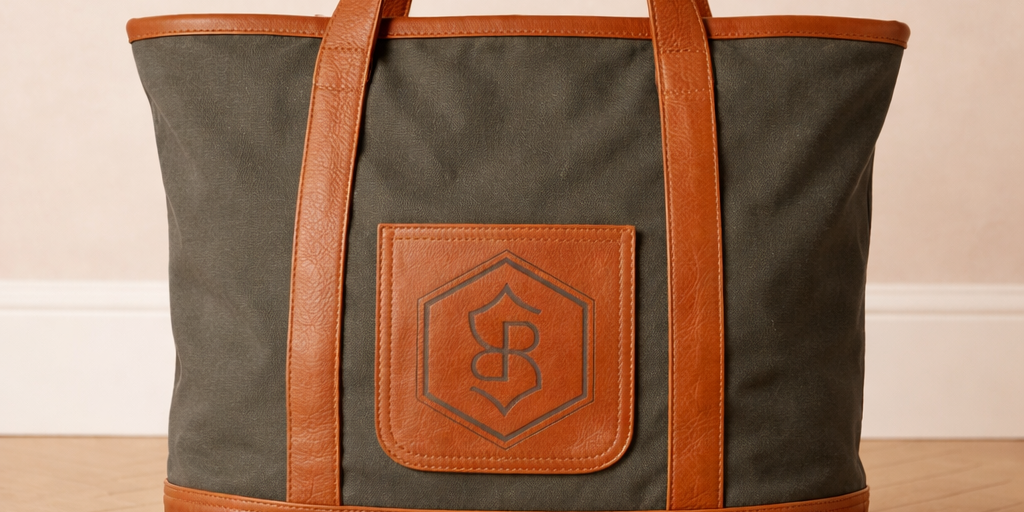 Custom Branded Leather & Canvas Bag | Heavy Duty Canvas Bag 25-50 canvas & leather
