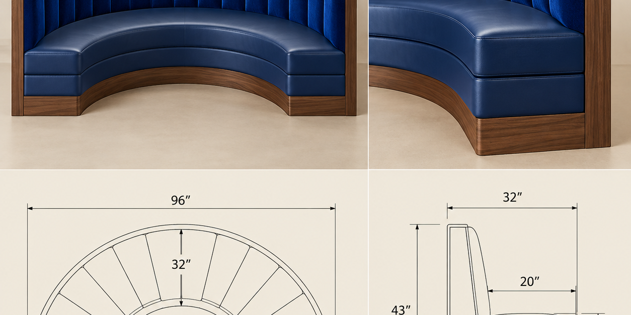 Blue Velvet Half Moon Banquette