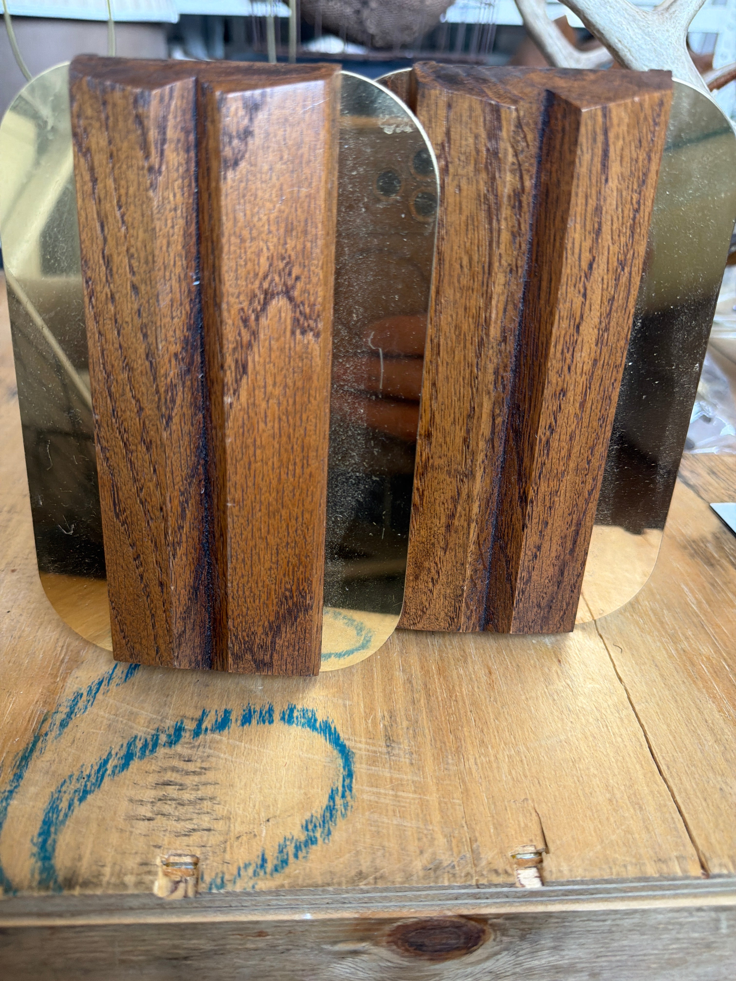 MCM brass Walnut bookends