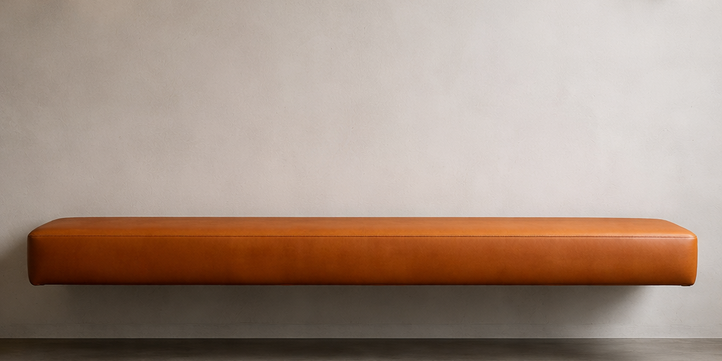 Floating Brown Leather Bench for Restaurant Dining, Entryway or Kitchen (Copy)