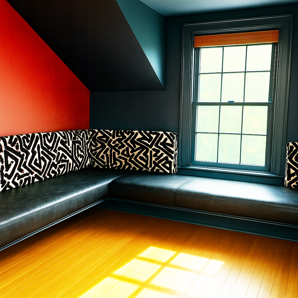 JW | Custom Floating Leather Bench for Game Room