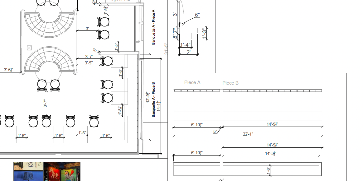 Horses LA | Custom Banquette & Booth Seating Package Banquette A | Pieces A & B | 22'1" Straight Banquette