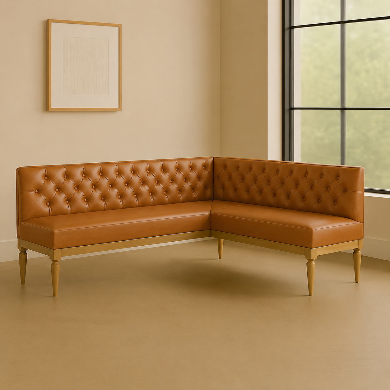 Tufted Leather Bench Seat | Brown