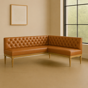 Tufted Leather Bench Seat | Brown