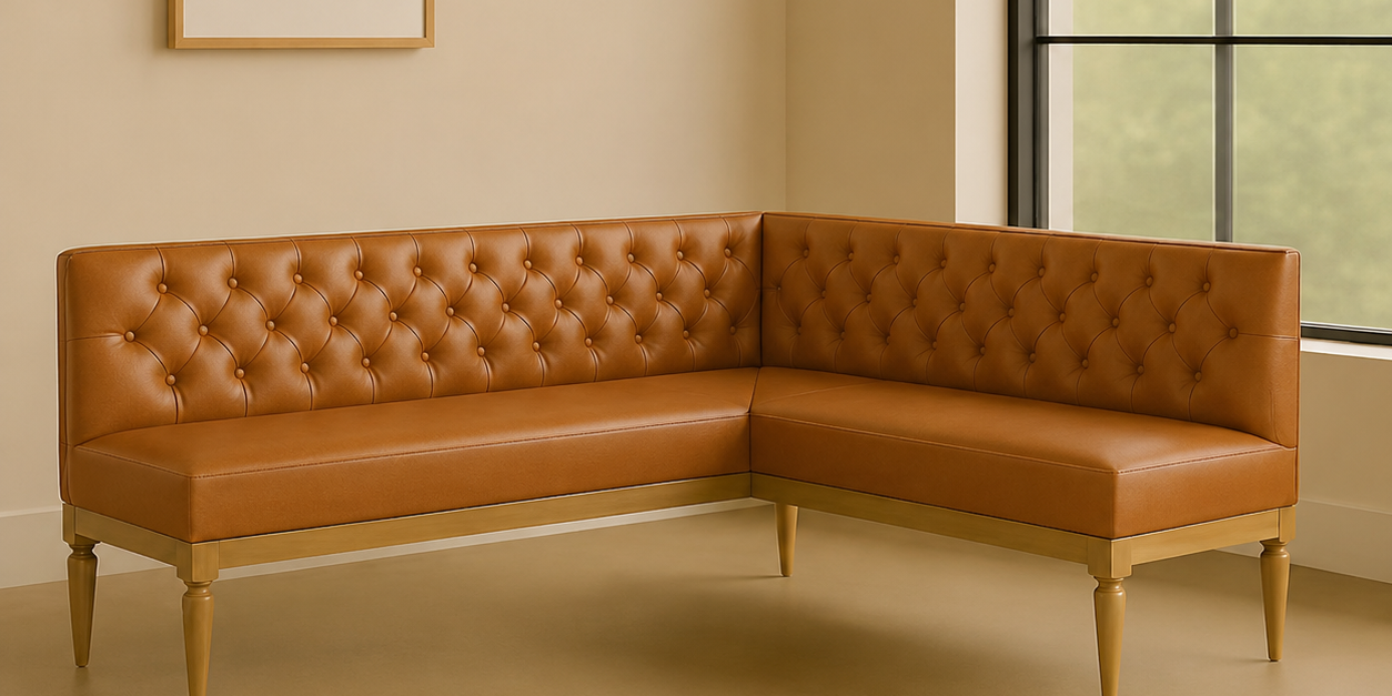 Tufted Leather Bench Seat | Brown brown vegan leather