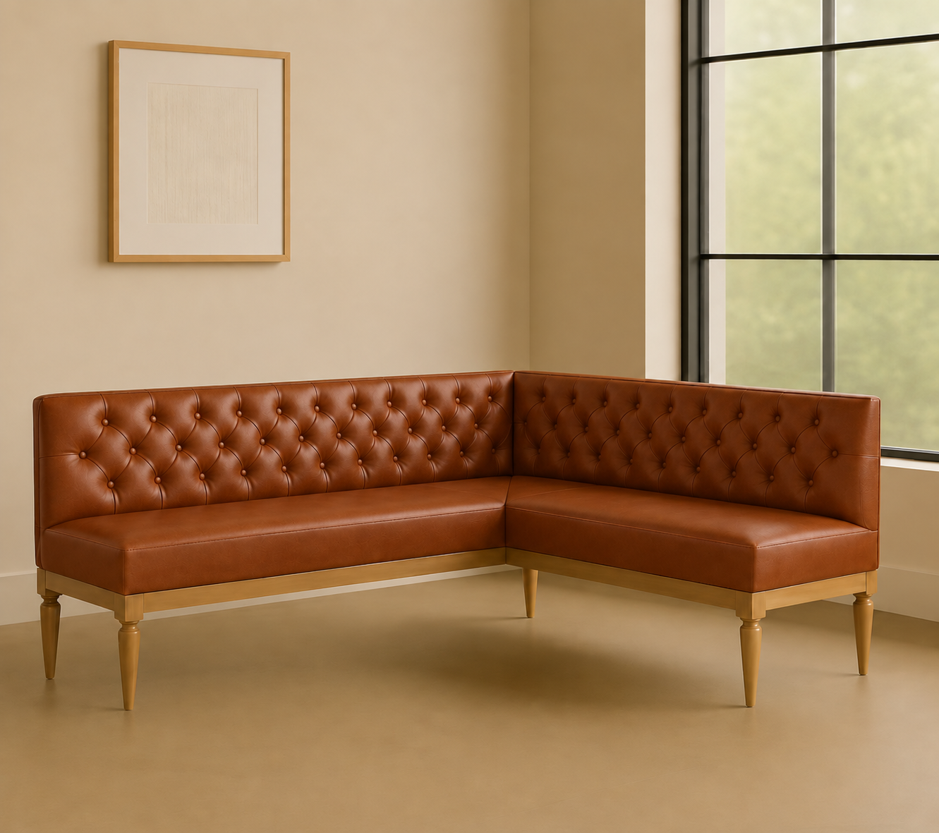 Tufted Leather Bench Seat | Brown