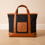 Custom Branded Leather & Canvas Bag | Heavy Duty Canvas Bag 12-25 canvas & leather