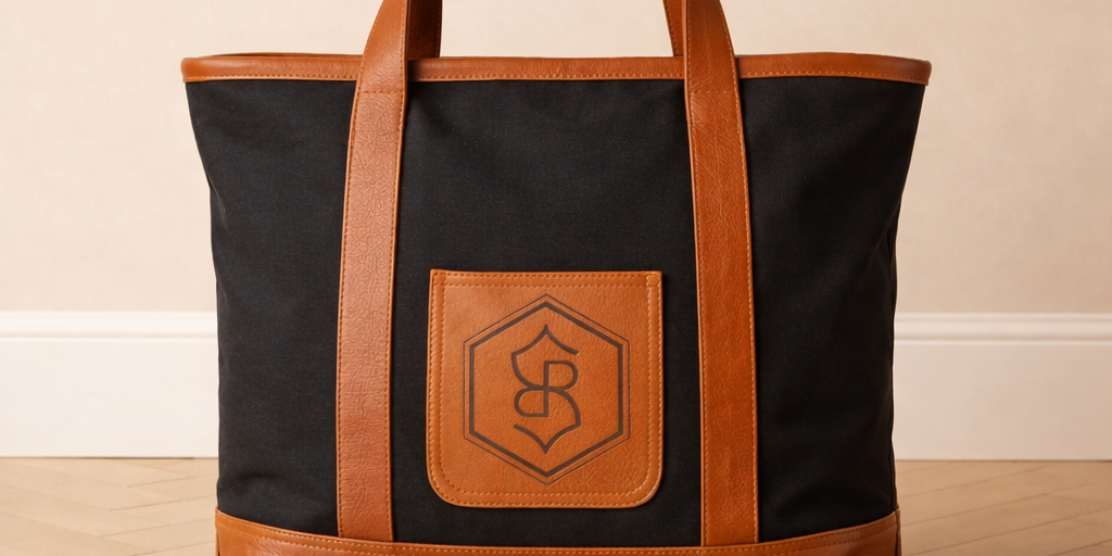 Custom Branded Leather & Canvas Bag | Heavy Duty Canvas Bag 12-25 canvas & leather