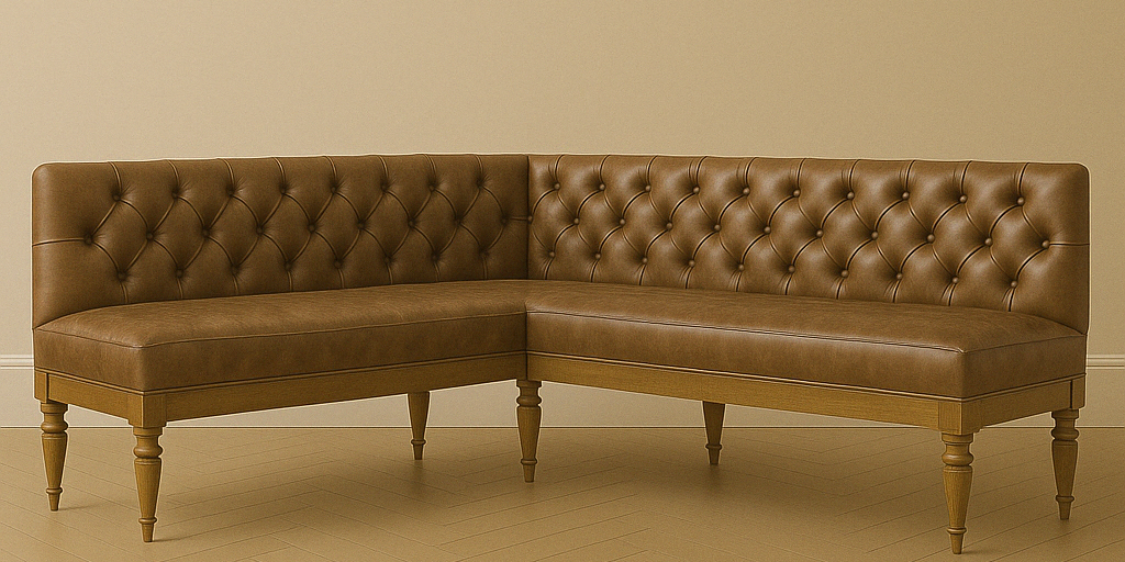 Tufted Leather Bench Seat | Brown brown vegan leather 60"