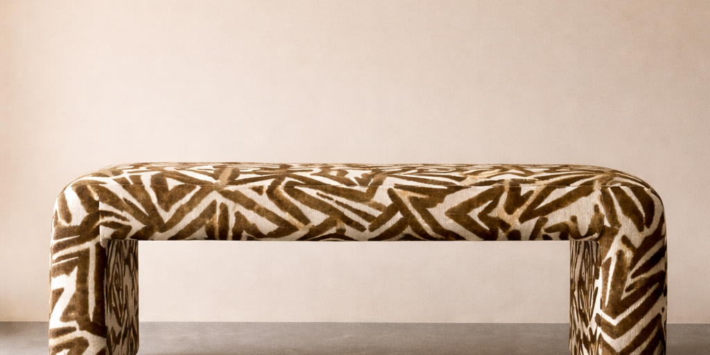 Modern Upholstered Bench graffiti bronze