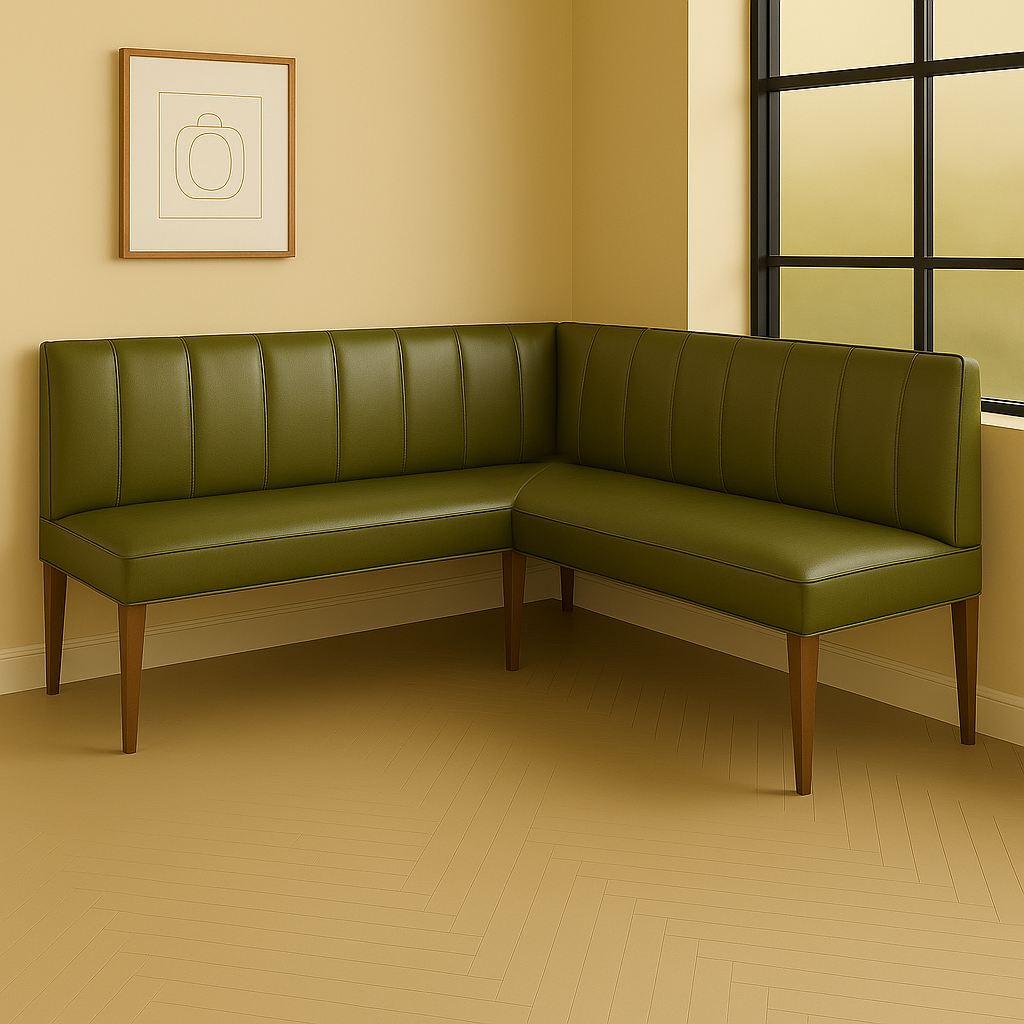 JO| CUSTOM Olive Green Vegan Leather Corner Bench Seat
