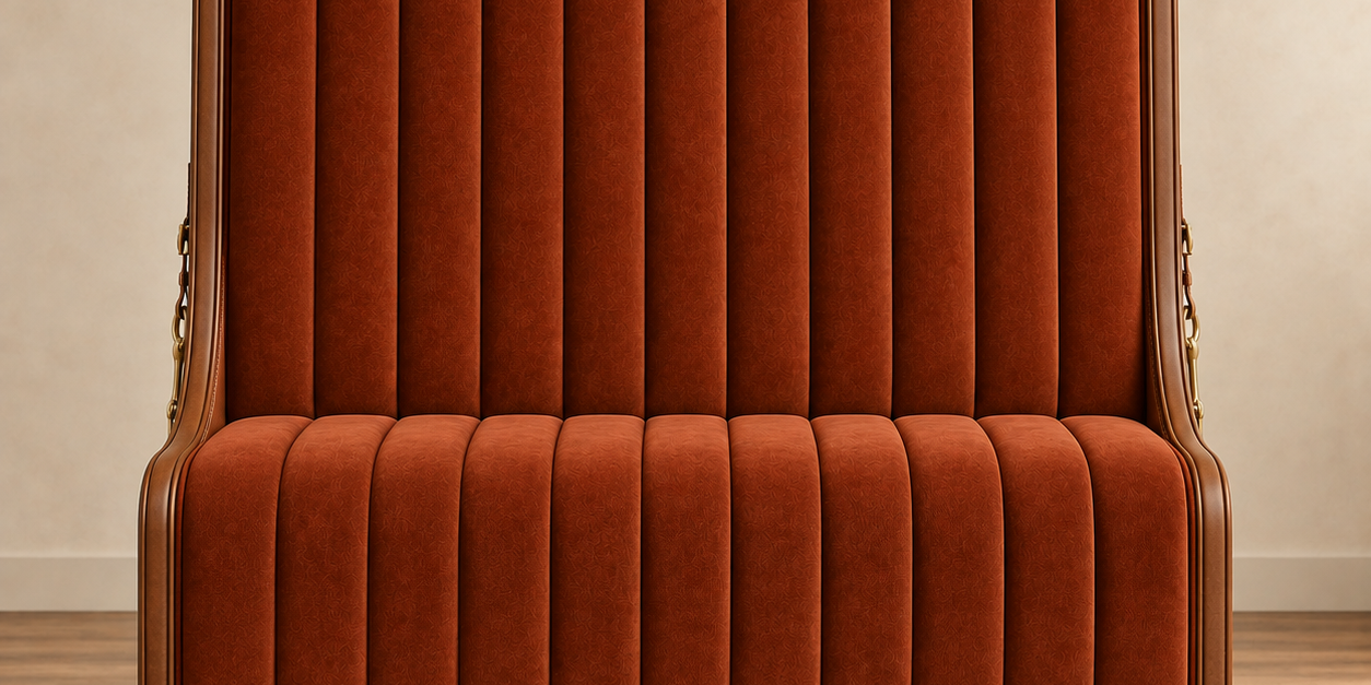 High-Back Equestrian Velvet Banquette 50" Section