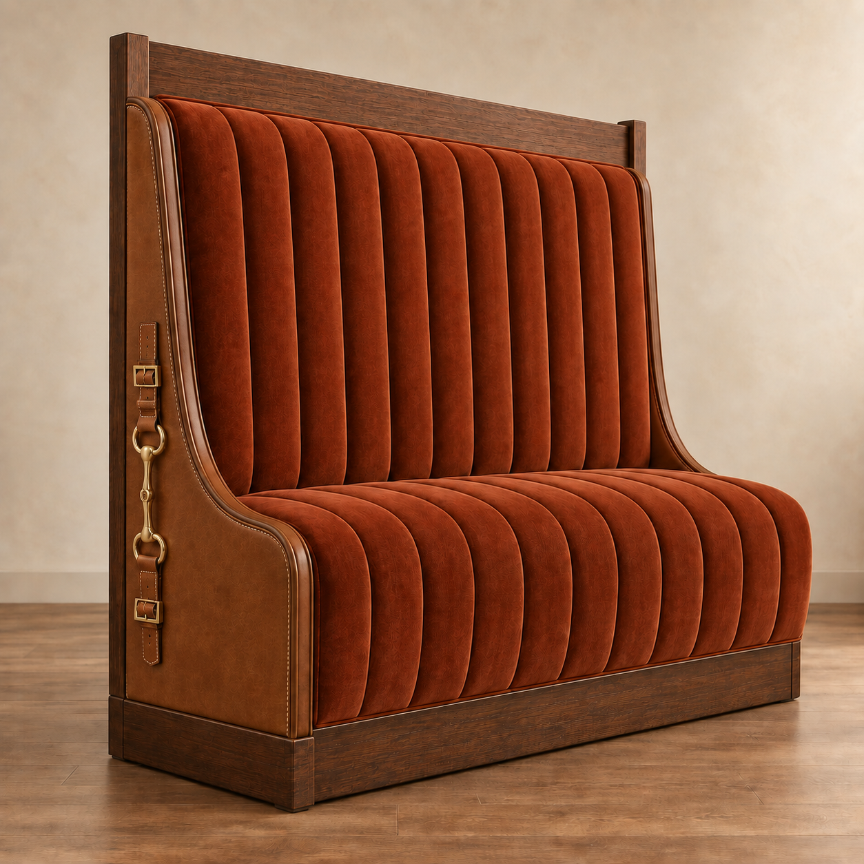 Horses Sunset Blvd | Booth "C" High-Back Equestrian Vegan Leather Banquette