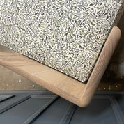 Modular Upholstered Sofa with Oak Wood Corners – Custom Seating