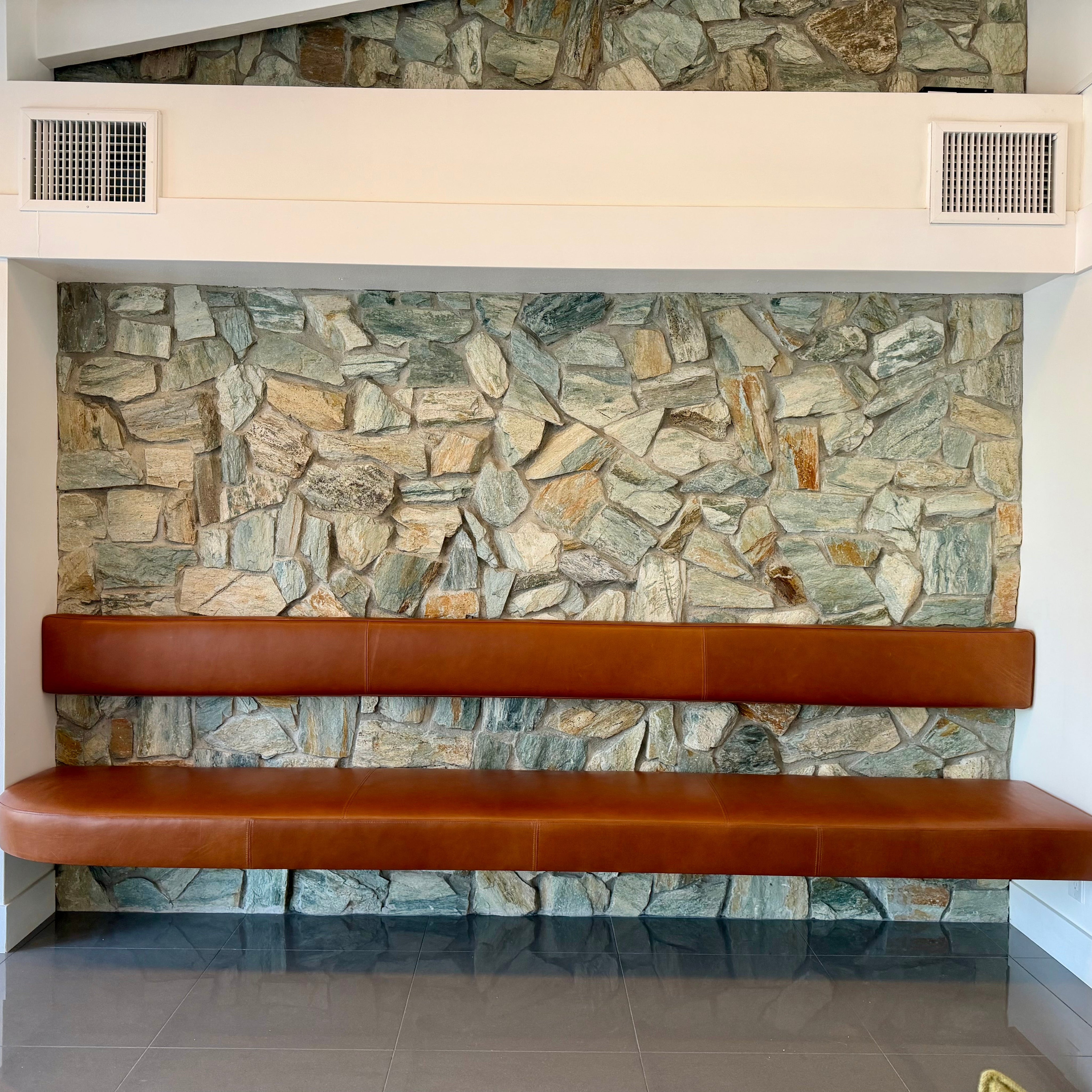 Floating Leather Bench Seat