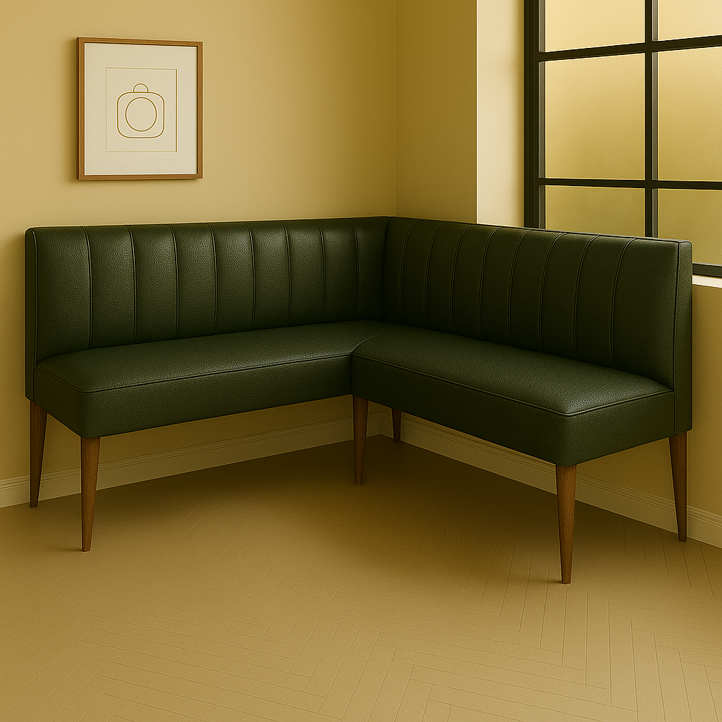 JO | CUSTOM Olive Green Vegan Leather Corner Bench Seat