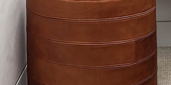 Modern Foot Stool or Ottoman With Paneled Leather