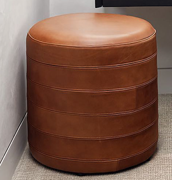 Modern Foot Stool or Ottoman With Paneled Leather