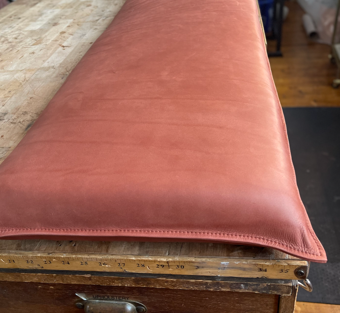 Seating | Custom Leather Bench Pads & Cushions for Banquettes Restaurant & Window Seating SEAT CUSHION | 20" standard Woven Brown Classic | Knife Edge