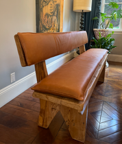 Seating | Custom Leather Bench Pads & Cushions for Banquettes Restaurant & Window Seating SEAT CUSHION | 20" standard Woven Brown Classic | Knife Edge