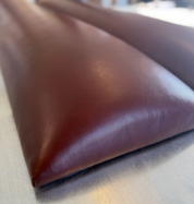 Modern Red Cognac Leather Paneled Headboard