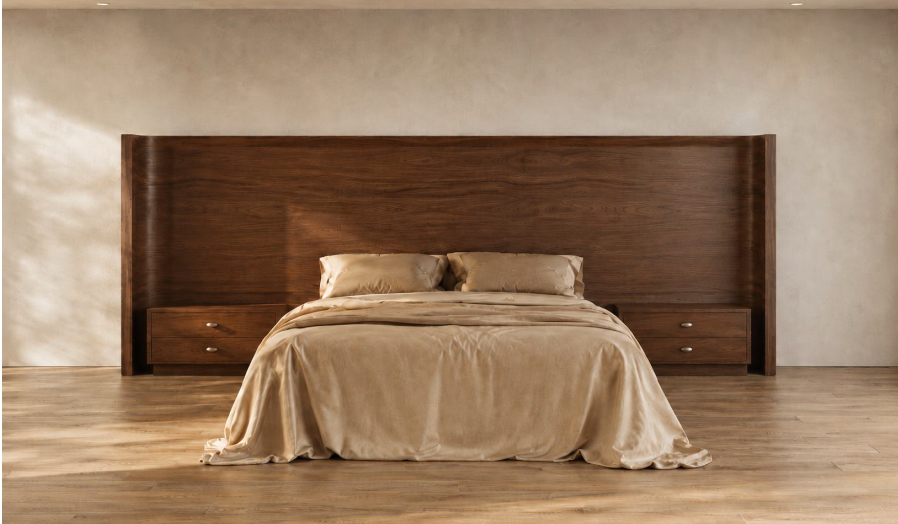 SN | FULLY CUSTOM Walnut Headboard and Night Stands