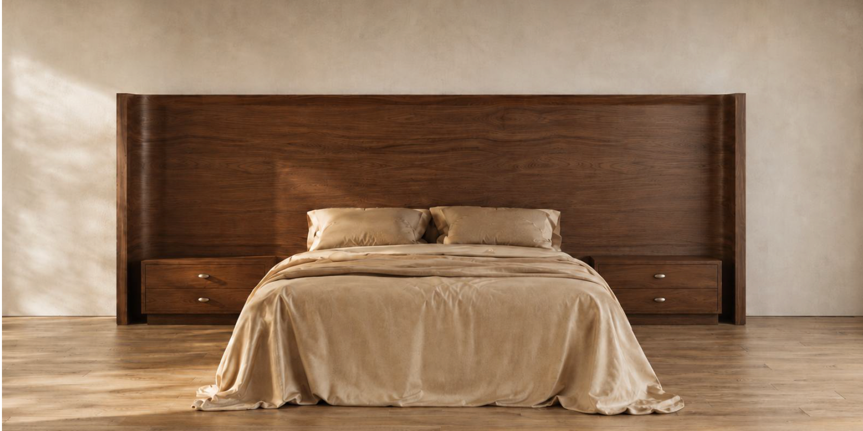 SN | FULLY CUSTOM Walnut Headboard and Night Stands