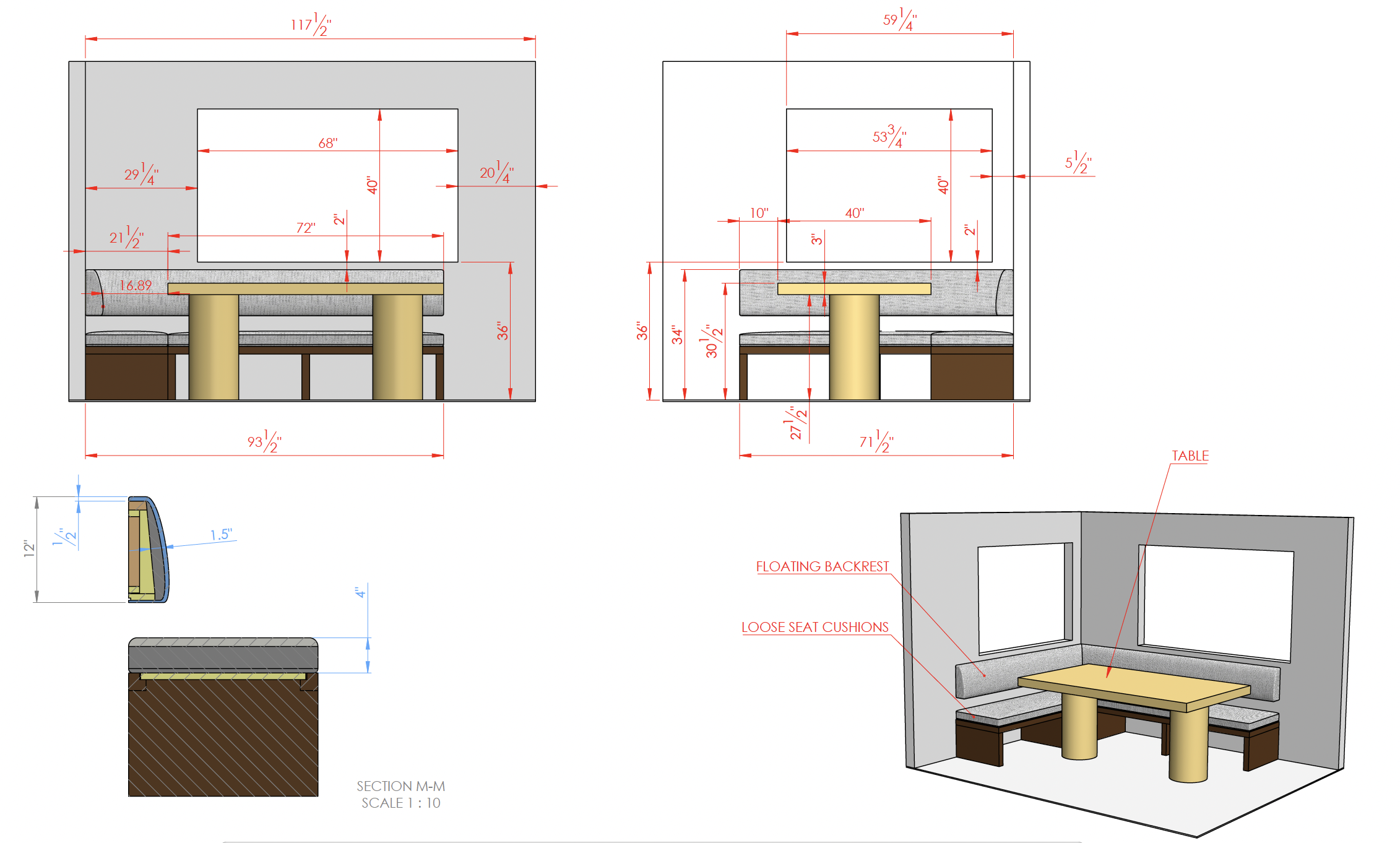 MDR | Custom Corner Banquette | Kravet 37221-81