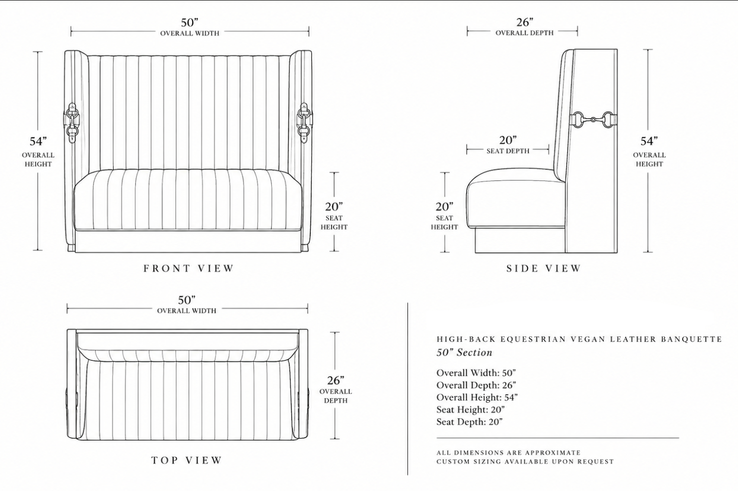 High-Back Equestrian Velvet Banquette
