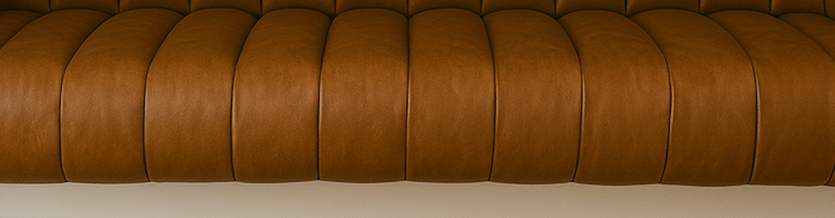 Overstuffed leather banquette – custom retro dining nook seating Seat Cushion