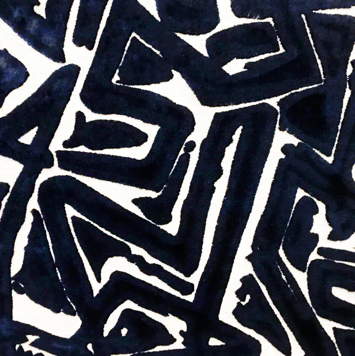 Fabric Samples – Performance Velvet & Upholstery Swatches Pattern | Graffiti Indigo