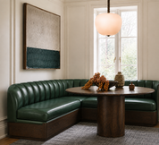 L+A Custom Green Built In Green Leather Bench Seating