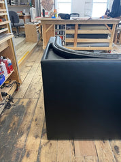 Ribbed Black Leather Sofa Straight Sofa | 95 x d:36 x h:16" or (banquette d:32 x h:19")