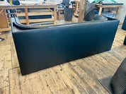 Ribbed Black Leather Sofa Straight Sofa | 95 x d:36 x h:16" or (banquette d:32 x h:19")