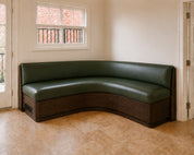 L+A Custom Green Built In Green Leather Bench Seating
