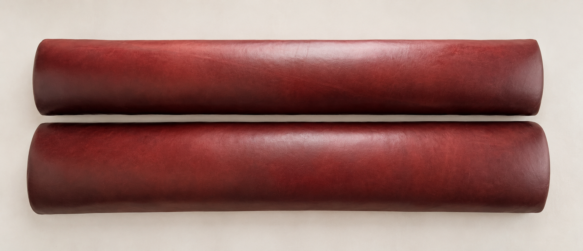 Modern Red Cognac Leather Paneled Headboard