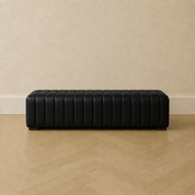 HF Atelier Ribbed Leather Bench Ottoman in Dark Chocolate Leather