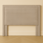 Tan Hotel Headboard with Double Nailhead Trim Linen Classic